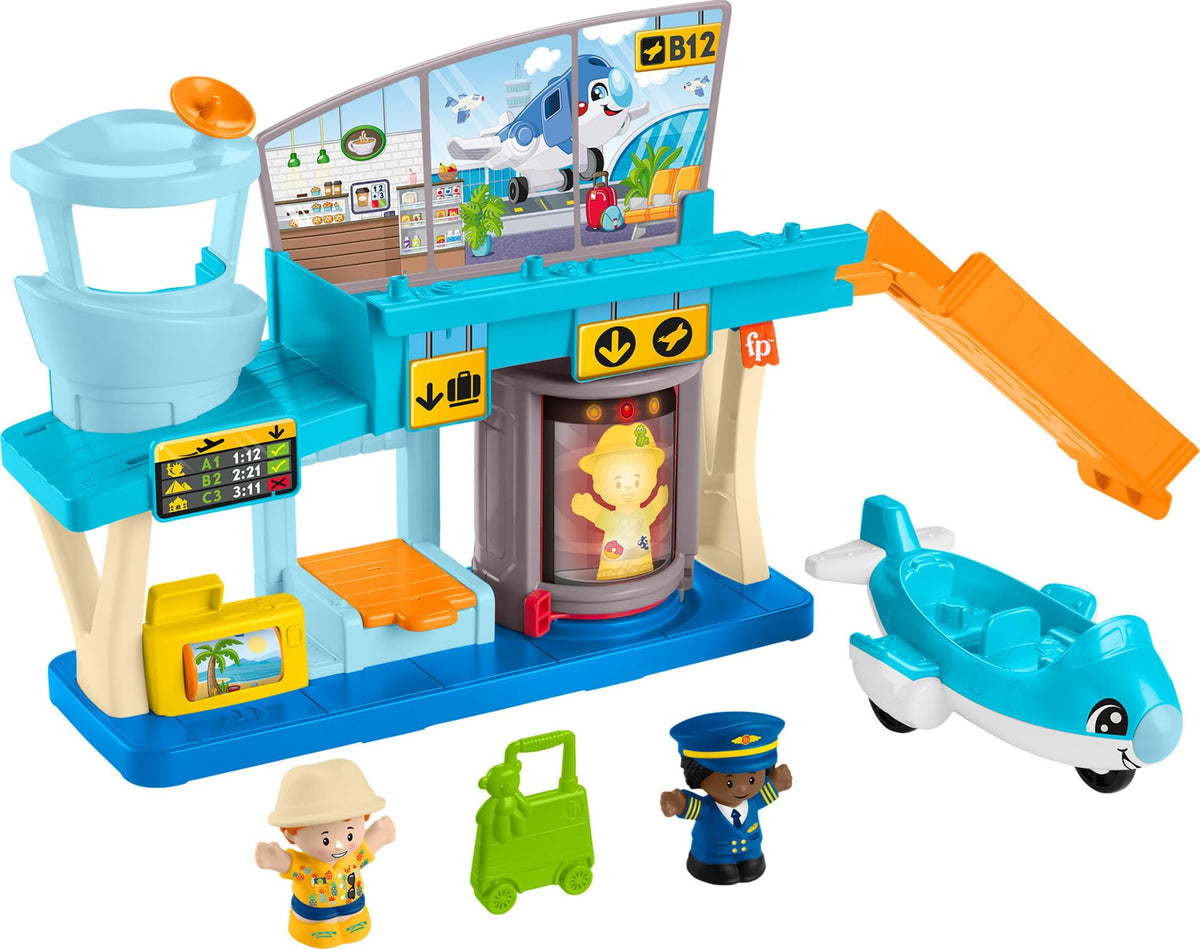 Fisher-Price Little People airport airplane for imaginative travel play and easy toddler grasp.