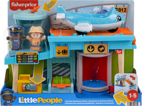Fisher-Price Little People folding jet bridge supports realistic boarding experiences.