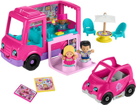 Fisher-Price Little People Barbie Cupcake Truck push-along with music for imaginative play.