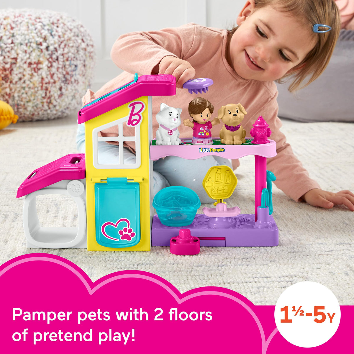 Outdoor yard area ideal for Barbie Pet Spa pretend play and adventures
