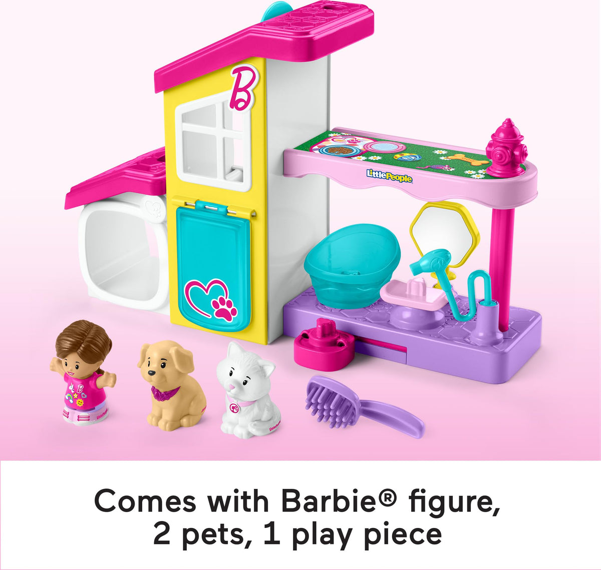 Fisher-Price Little People Barbie Pet Spa grooming station emits music and sounds