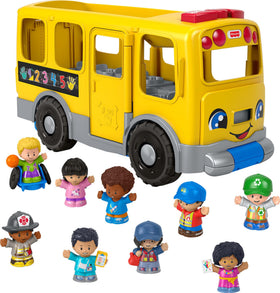 Fisher-Price Little People bus with pull-along handle for active pretend play.