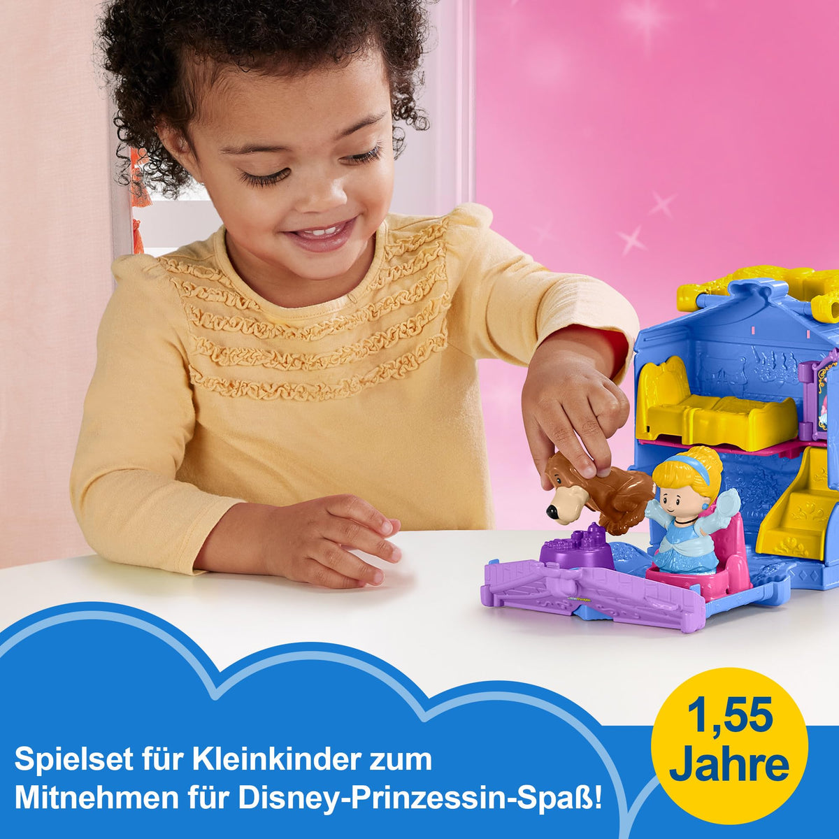 Fisher-Price Little People Cinderella figures highlight Disney Princess styling for small-handed pretend play.