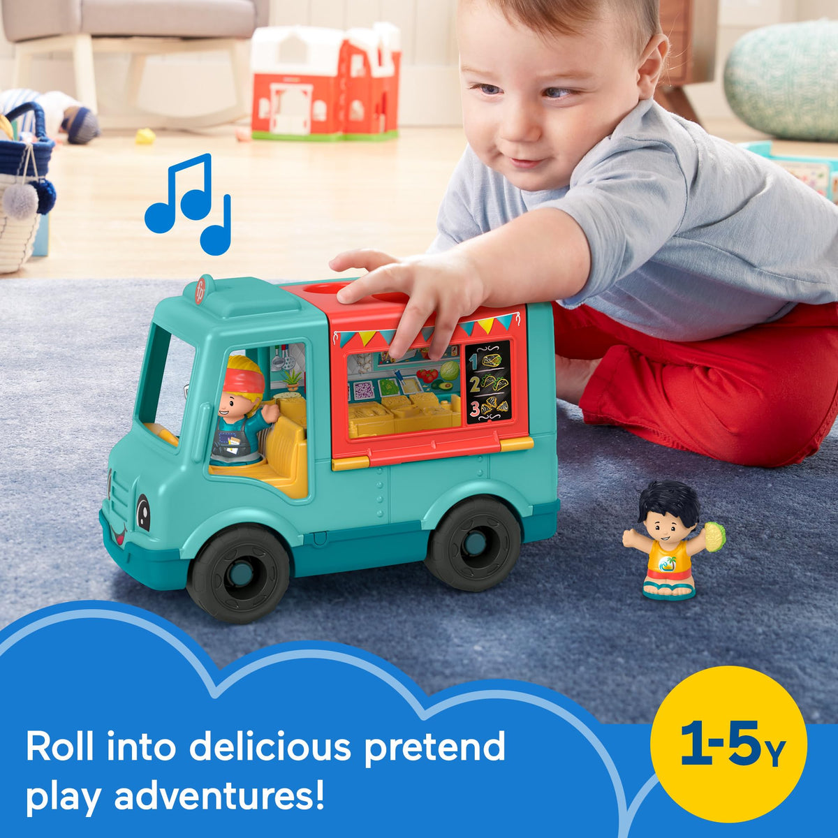 Food truck dining-area flip-out by Fisher-Price Little People for storytelling