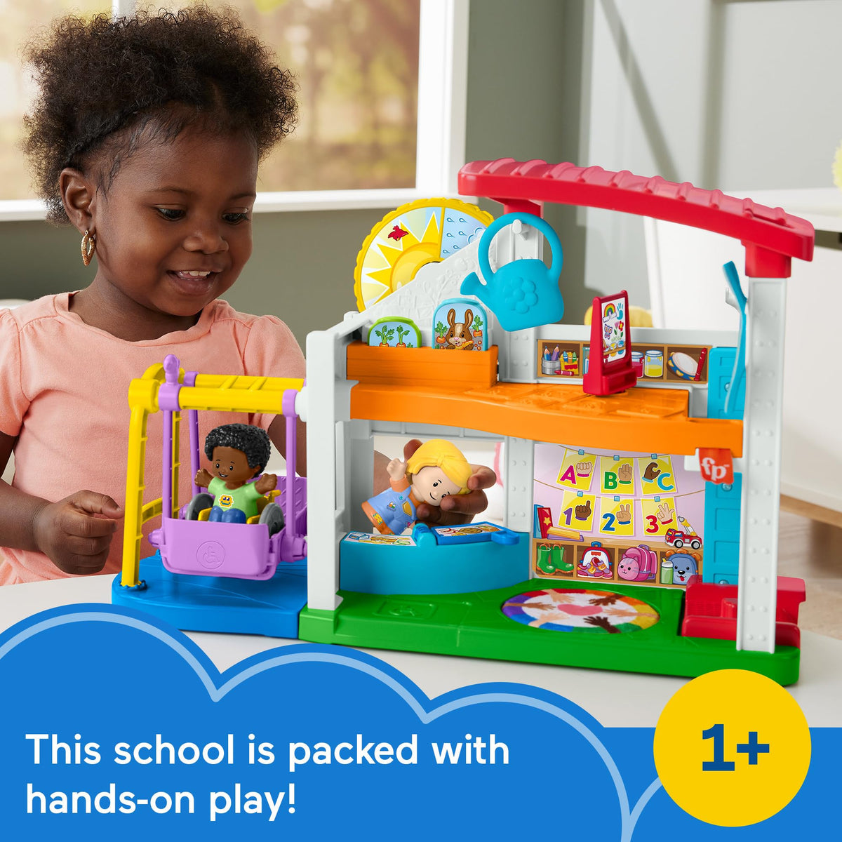 Fisher-Price Little People Play for All School wheelchair swing in action.