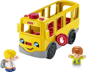Fisher-Price Little People Sit with Me School Bus discovery button lights up for interactive play.