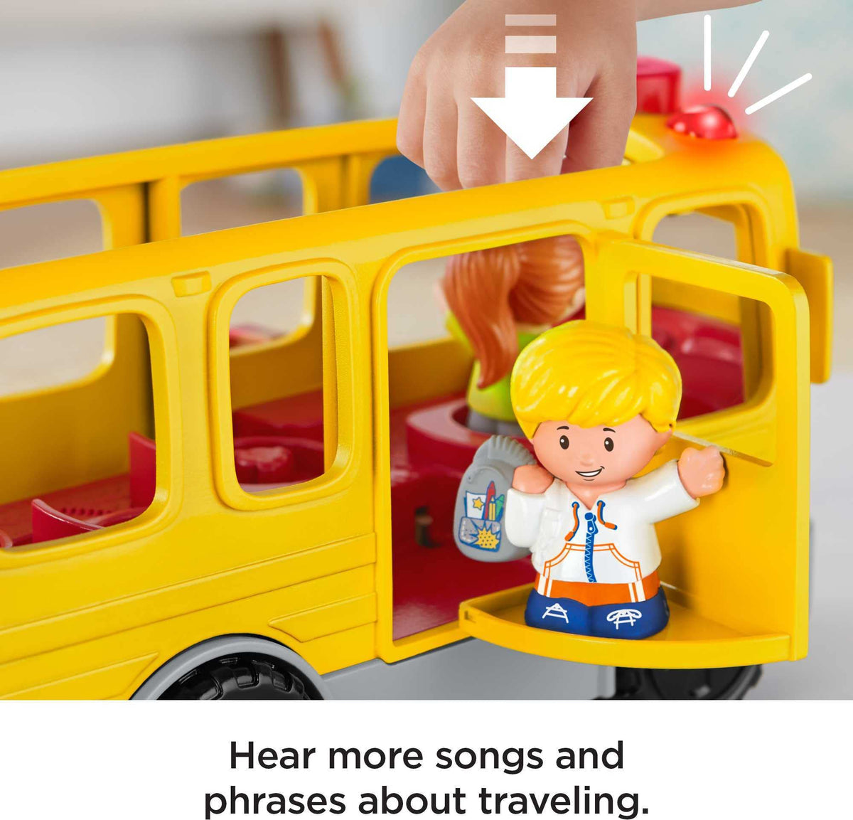 Fisher-Price Little People Sit with Me School Bus driver seat engages to trigger sounds.