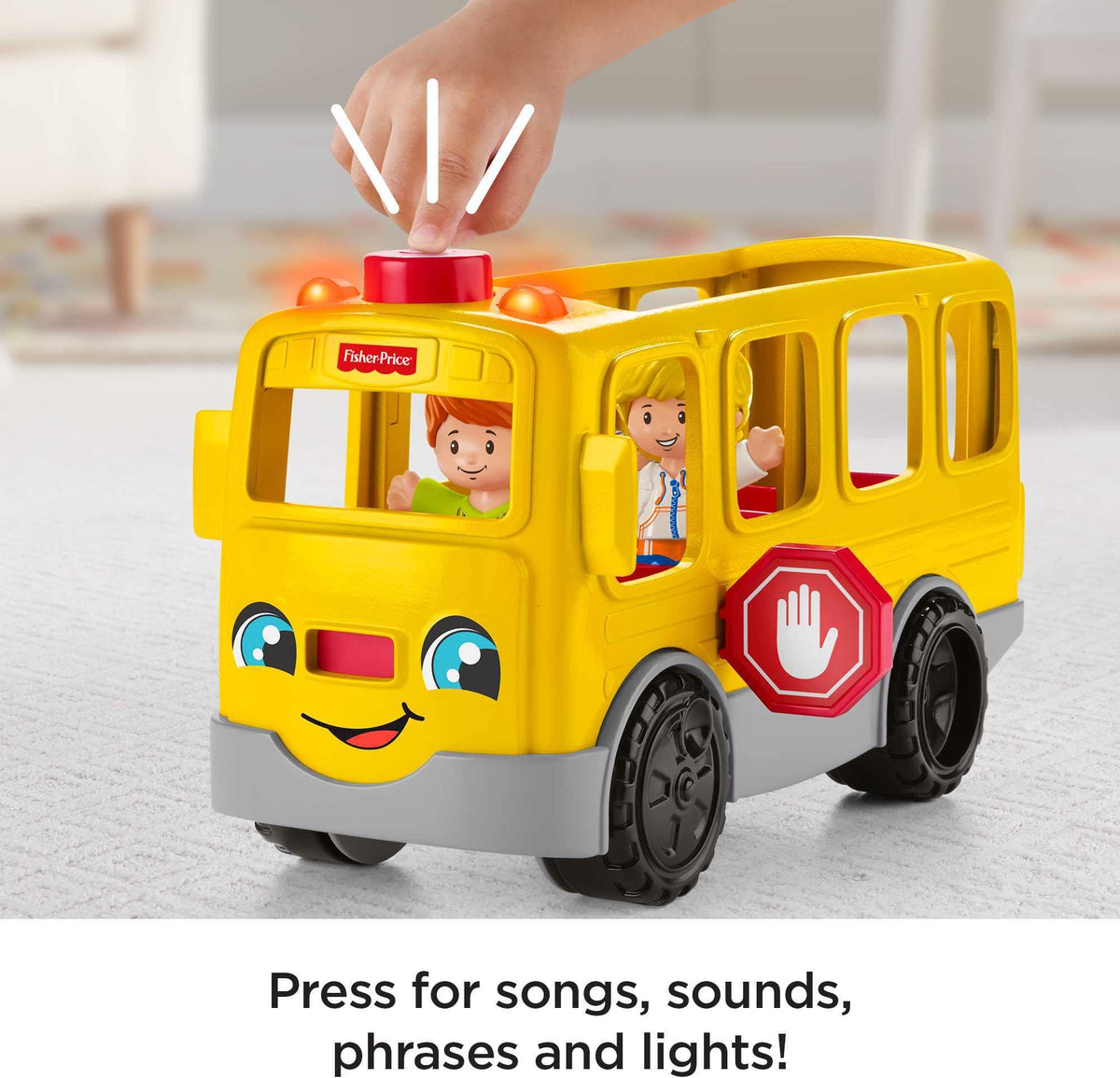 Fisher-Price Little People Sit with Me School Bus open door and stop sign for boarding play.