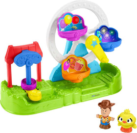 Fisher-Price Little People Toy Story Ferris Wheel with Woody for imaginative play and fine motor skills.