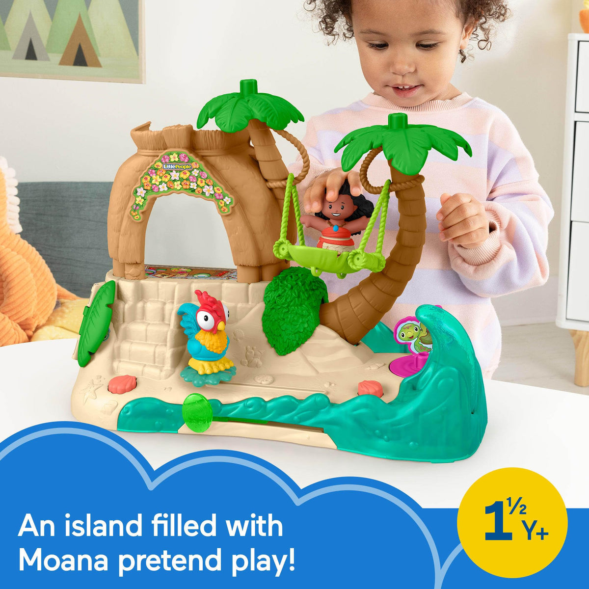 Fisher-Price Moana heart of Te Fiti spin close-up demonstrates action-driven storytelling.
