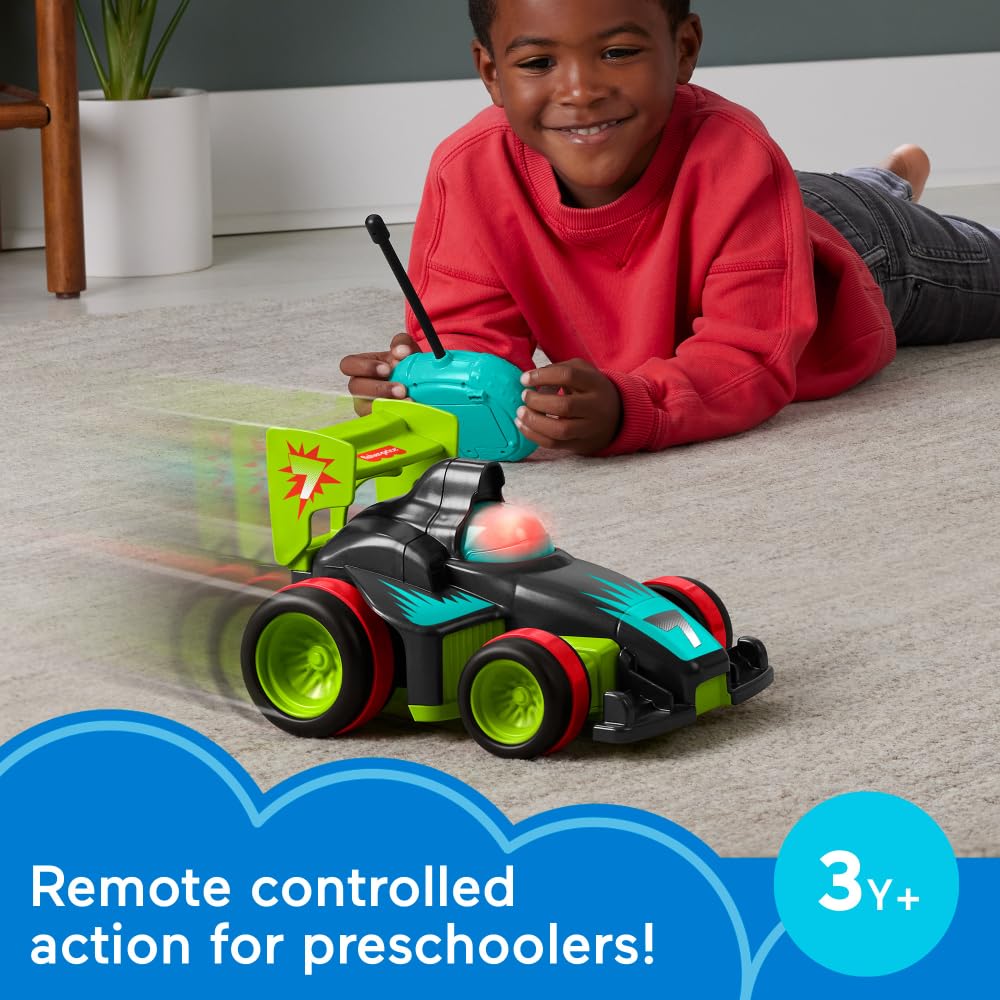 Fisher-Price My Easy RC Car side view shows kid-friendly design and grip