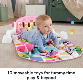 Fisher-Price newborn playmat is soft and machine-washable for easy cleaning after play.