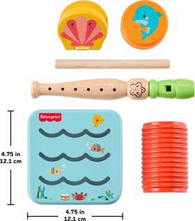 Fisher-Price Ocean drum provides tactile tapping and varied tempo cues.
