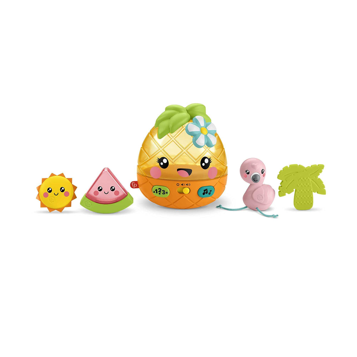 Fisher-Price Paradise Pals Pineapple front with lights and music for baby exploration.