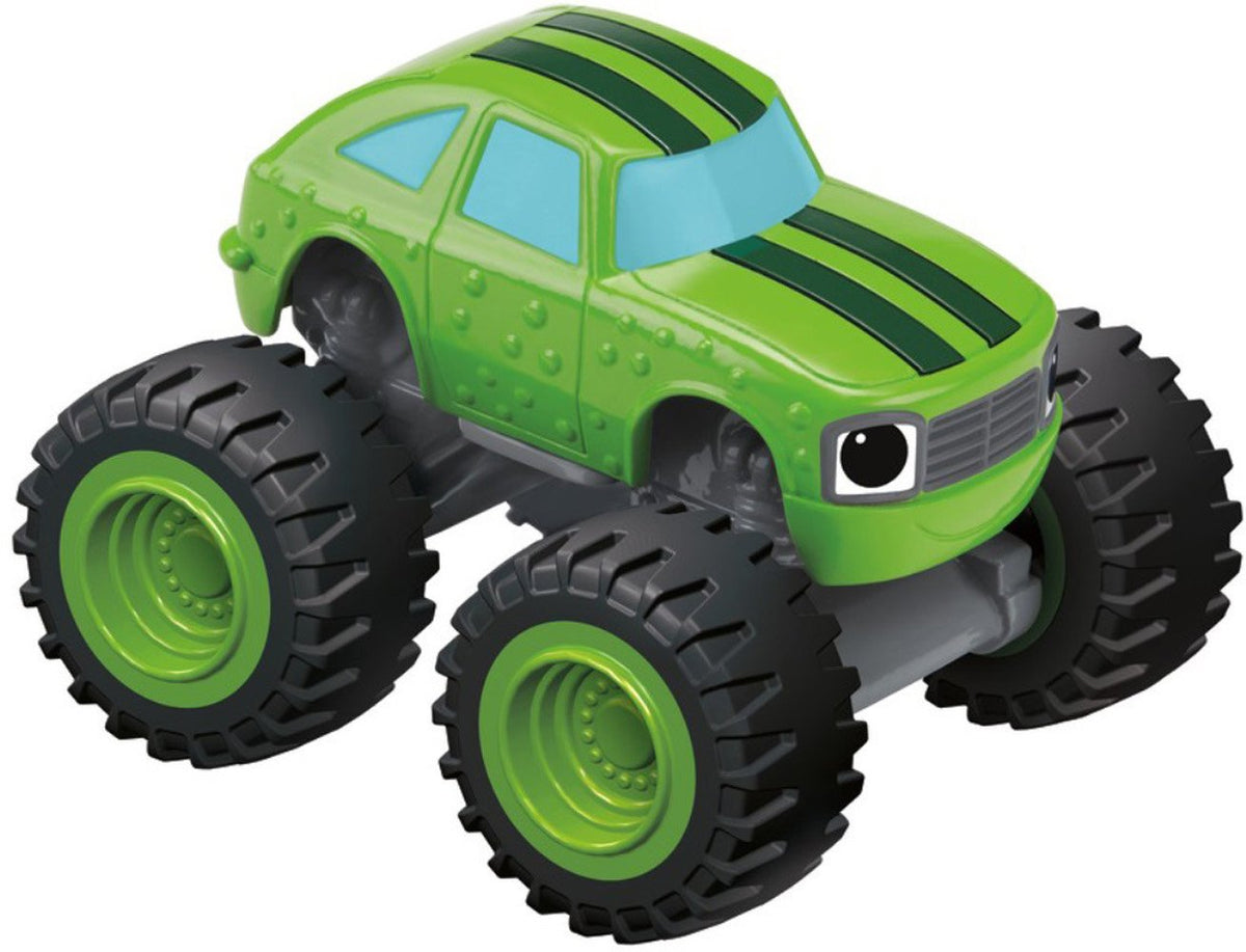 Fisher-Price Pickle die-cast truck side view highlights sleek design for action-packed scenes.