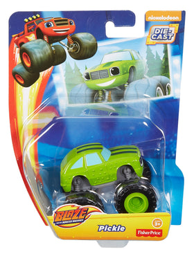 Fisher-Price Pickle die-cast truck in-use with Blaze figures inspires adventures.