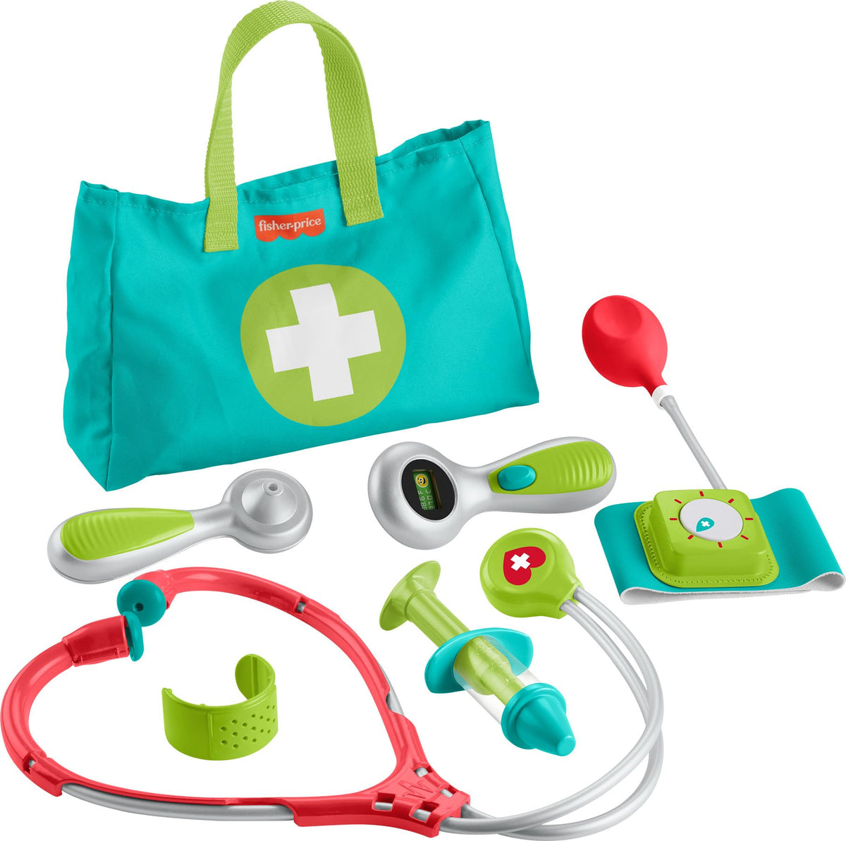 Fisher-Price Preschool Medical Kit stethoscope for imaginative doctor play and caregiving.