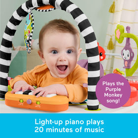Fisher-Price Purple Monkey bead bar promotes grasping and hand-eye coordination.