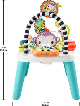 Fisher-Price Purple Monkey toddler ramp table supports creative motion and independent play.