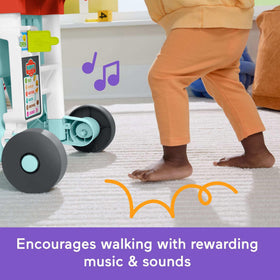 Fisher-Price snack cart walker cooler-door invites role-play and menu exploration