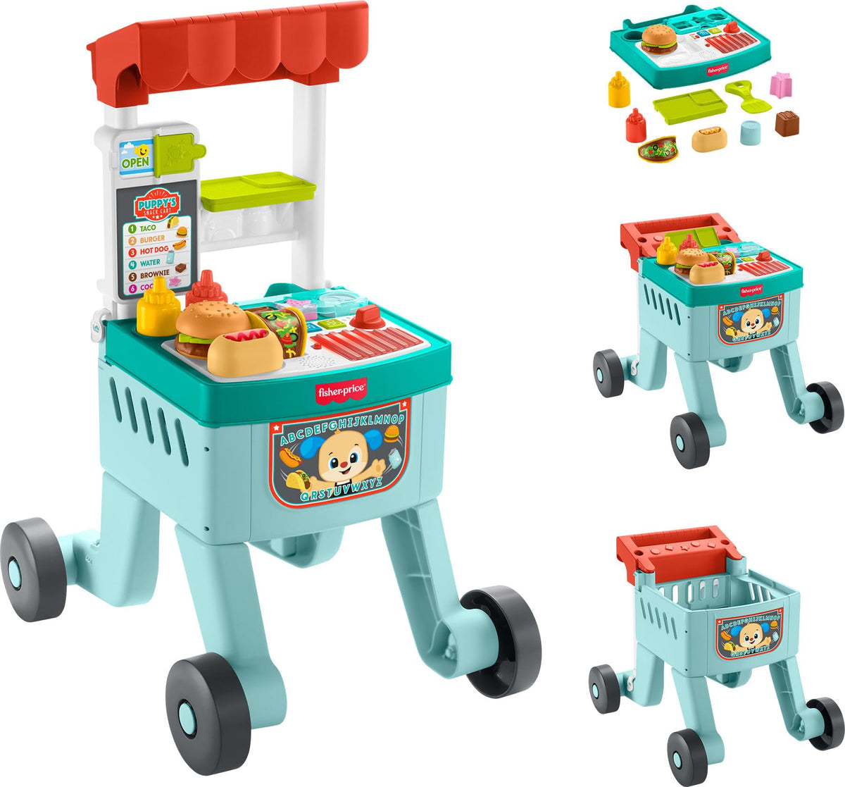 Fisher-Price snack cart walker push-along for early walking and pretend play