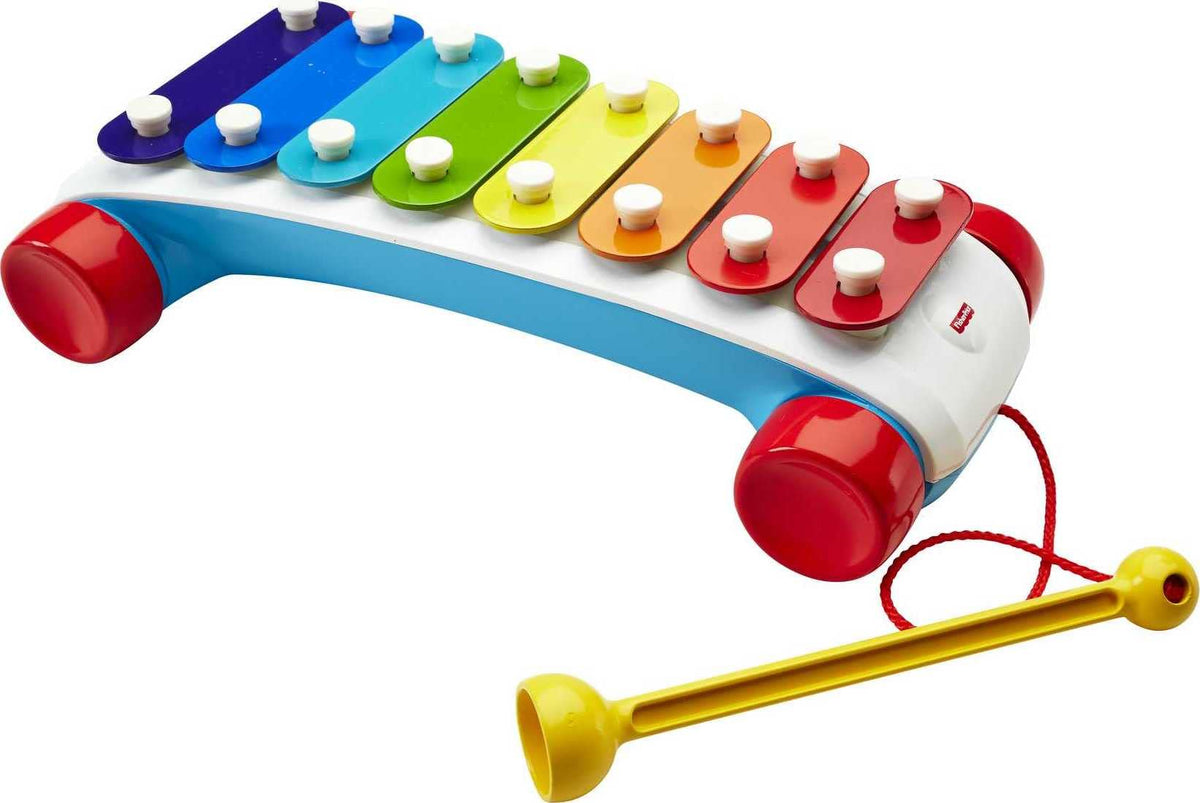 Fisher-Price Classic Xylophone pull toy front view, supports early music exploration and motor skills.