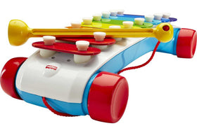 Fisher-Price Classic Xylophone pull toy close-up keys, highlights sensory colors and cause-and-effect.