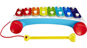 Fisher-Price Classic Xylophone pull toy with mallet, close-up of 8 colorful keys.