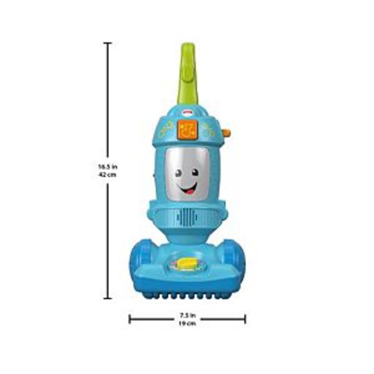 Fisher-Price Laugh & Learn vacuum push toy provides music and light interaction for engagement.