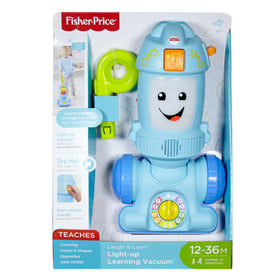 Fisher-Price Laugh & Learn vacuum push toy with adjustable tilt for comfy play.