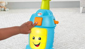Fisher-Price Laugh & Learn vacuum push toy vacuum sounds on and learning songs off.