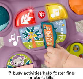 Fisher-Price walker with 7 activities including flip book and rollerball.