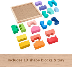 Fisher-Price wooden blocks use FSC-certified wood for responsible craftsmanship.
