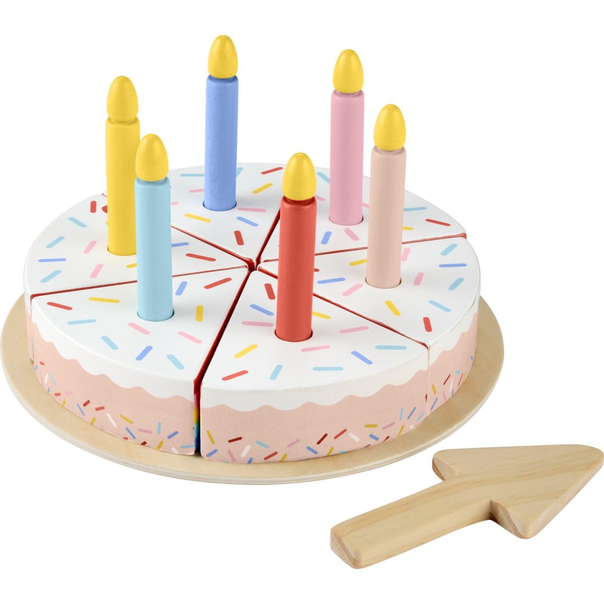 Fisher-Price Wood Cake Set cake knife shown for safe pretend cutting