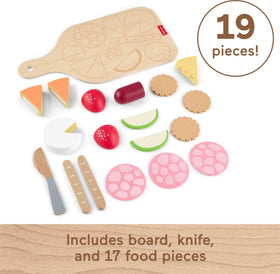 Fisher-Price wooden cheeses and fruit pieces spark creative pretend snack setups