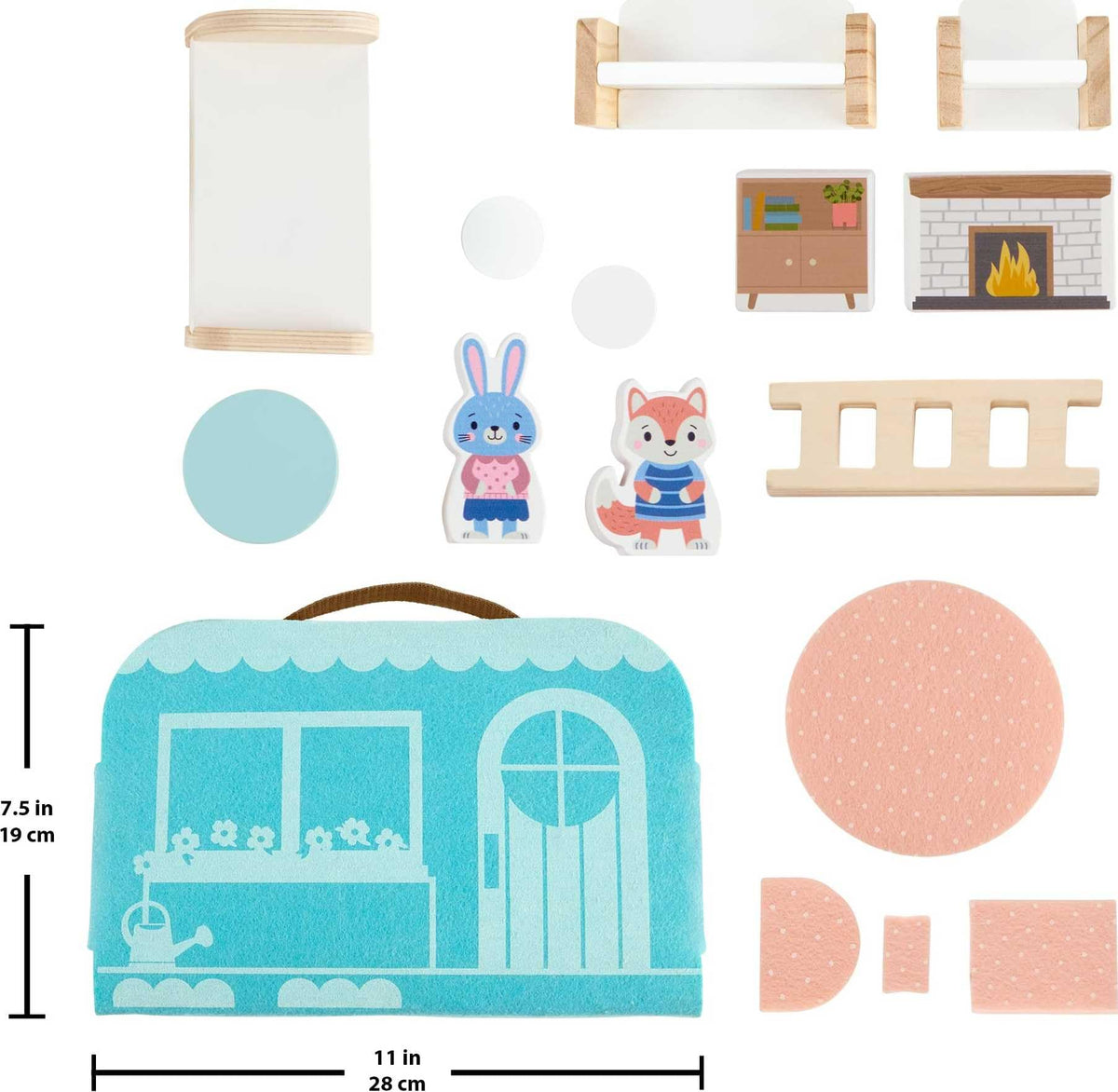 Fisher-Price Wood Dollhouse Carry Along portable design invites travel-ready pretend moments