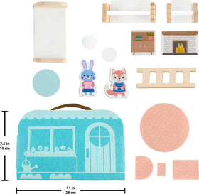 Fisher-Price Wood Dollhouse Carry Along portable design invites travel-ready pretend moments