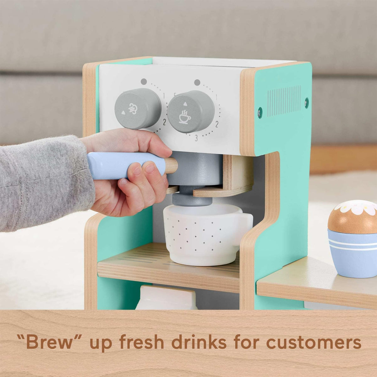 Fisher-Price wood espresso filter for barista pretend play