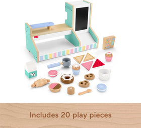 Fisher-Price wood espresso pod for cafe service practice