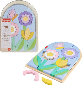 Fisher-Price Wood Flower Puzzle Blocks for colorful stacking play