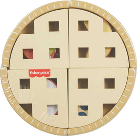 Fisher-Price wood fruit pie connectable slices promote cooperative play.