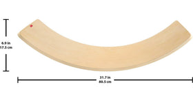 Fisher-Price Wood Montessori Rockin' Balance Board tip card features guided play tips.