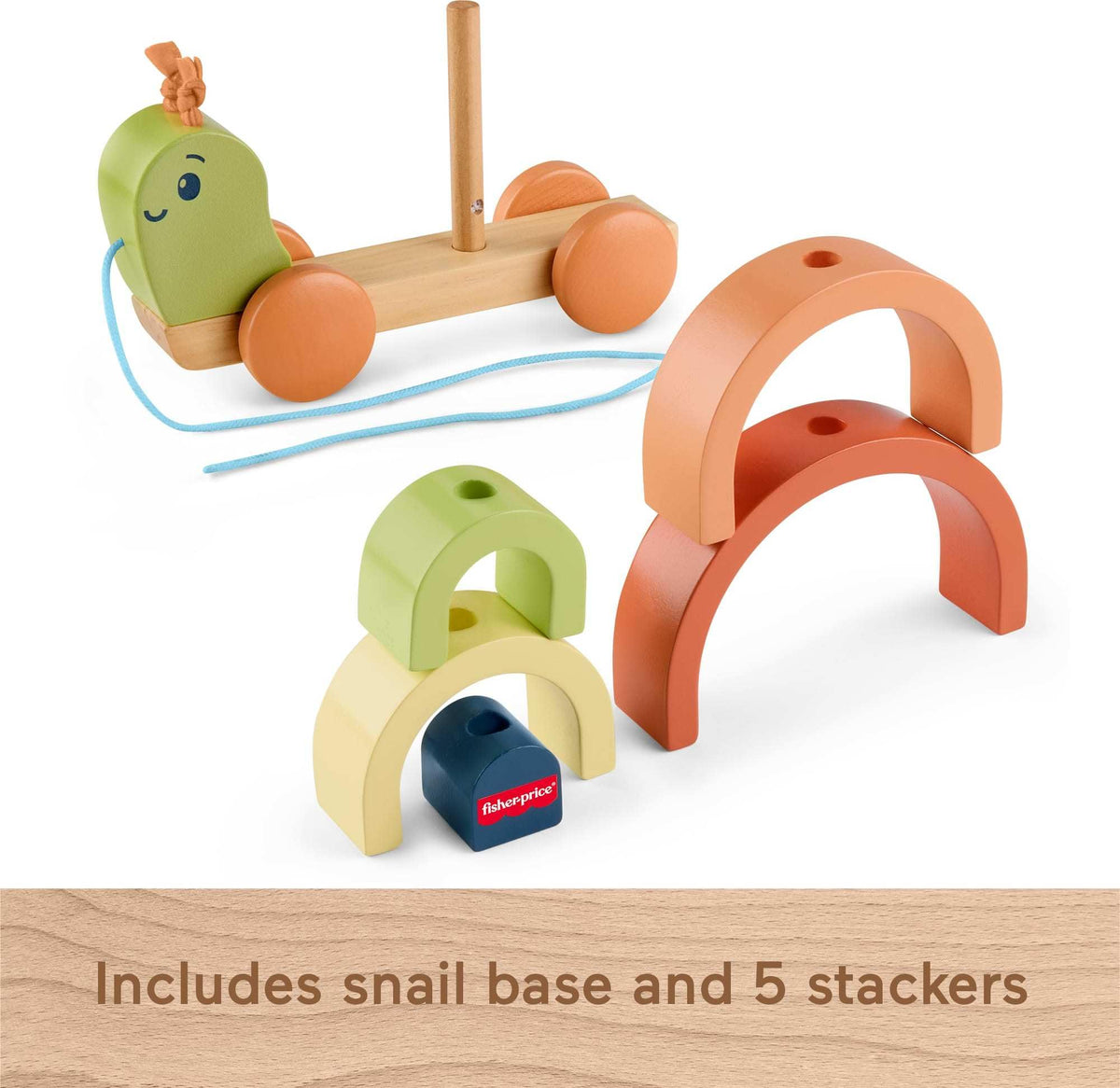 Fisher-Price snail base provides stable stacking and playtime