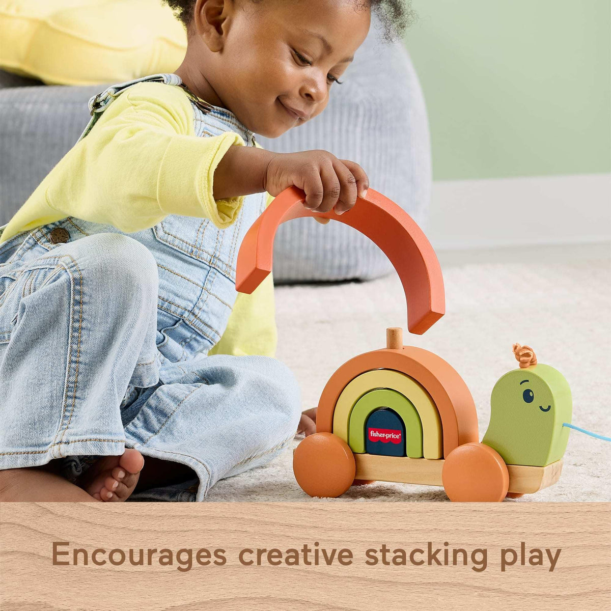 Fisher-Price wooden snail wheels roll smoothly across floors
