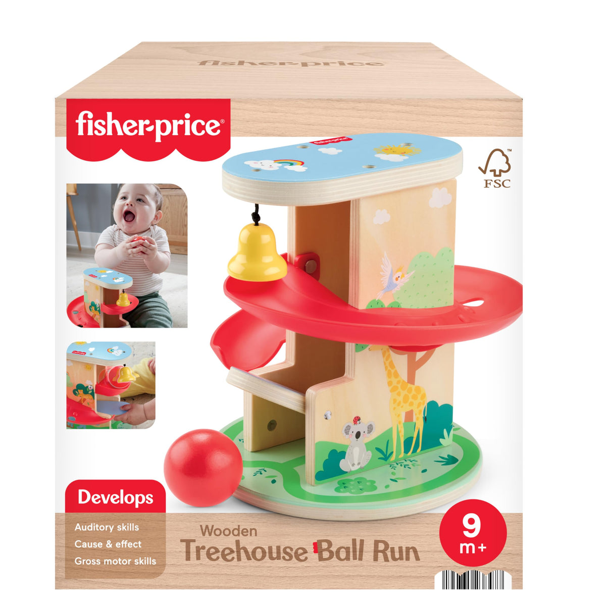 Child playing on the floor with the treehouse ball run.