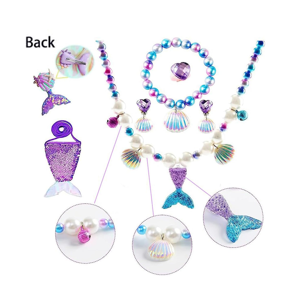 Fishkidtail jewelry set including bracelet and necklace for coordinating sparkle.