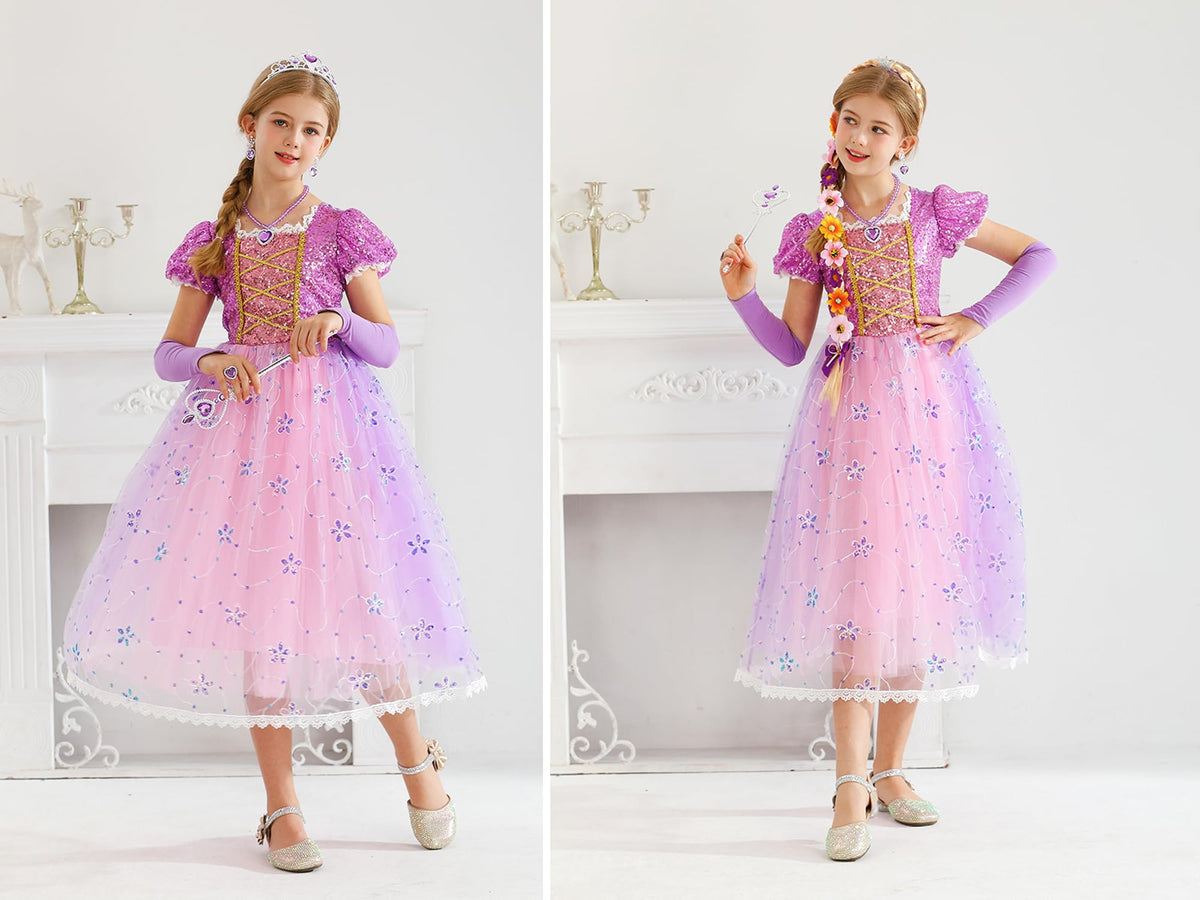 Fishkidtail bubble sleeves with white lace evoke a classic princess silhouette