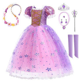 Fishkidtail Purple Dress hero with gradient layers for a dreamy princess look