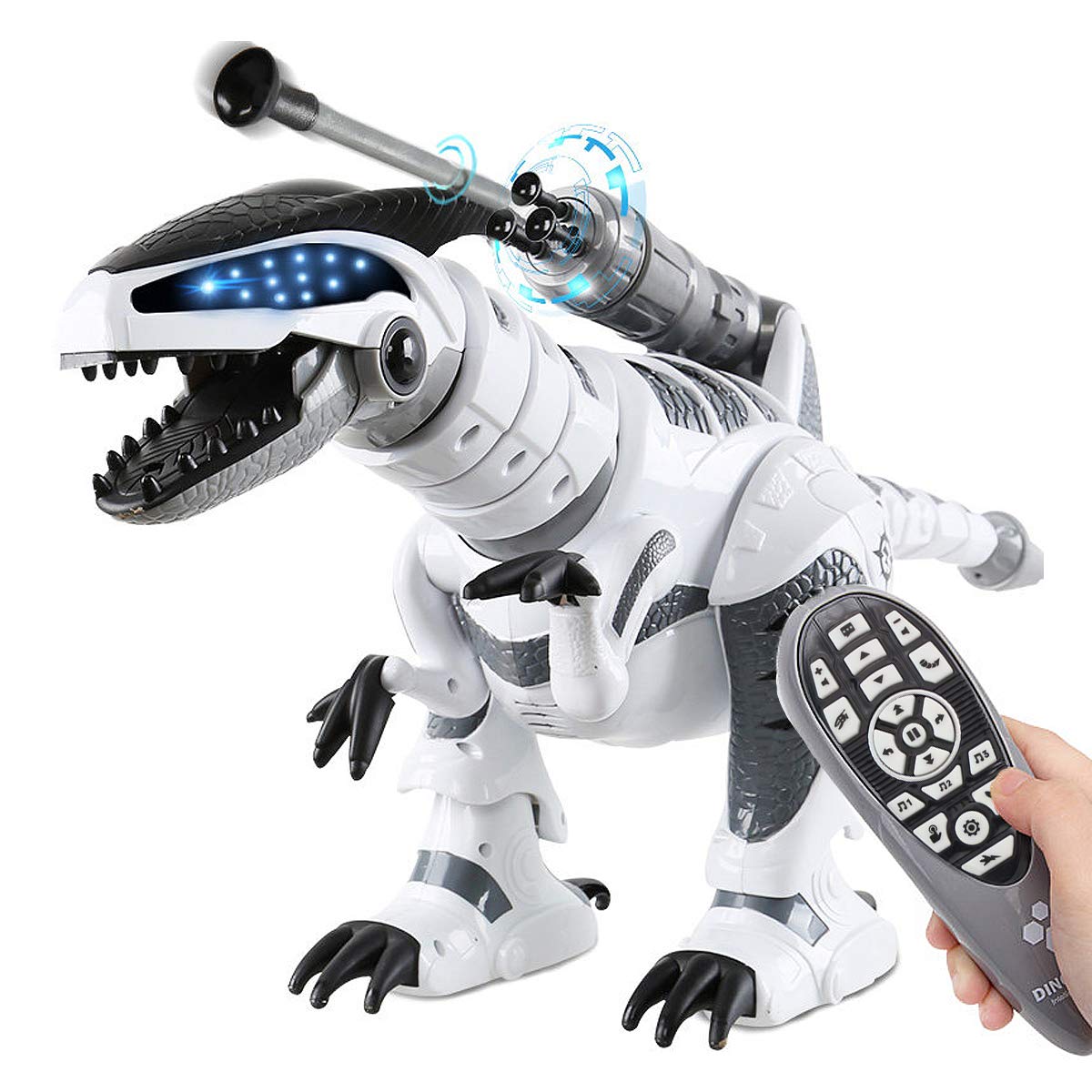 Fistone RC Dinosaur front view shows interactive features for imaginative play.