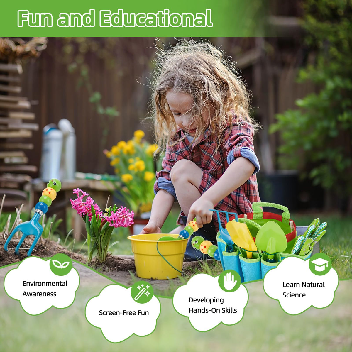 FITNATE kids gloves protect tiny hands during gardening activities.